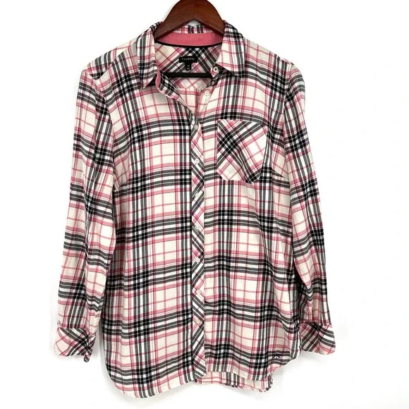 Talbots Tops Talbots Womens Size Medium Pink Plaid Blouse